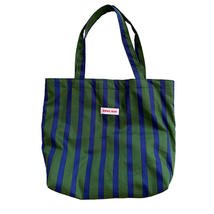 2026新款原创设计ins法式复古绿色条纹百搭单肩包大容量托特包女