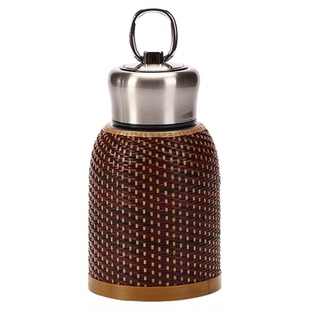 手工竹编保温杯竹丝扣瓷水壶 304不锈钢水杯复古便携旅行茶具茶杯