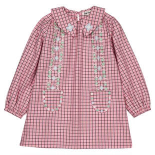 3件5折 现货Little法国hello simone FW25女宝复古印花长袖连衣裙