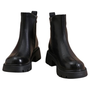 星期六短靴女款2025新款冬季加绒保暖棉鞋厚底马丁靴女英伦风短靴