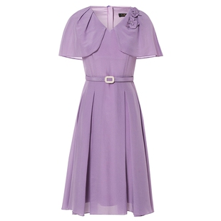 La koradior拉珂蒂气质V领连衣裙女2025夏季新款通勤高腰裙