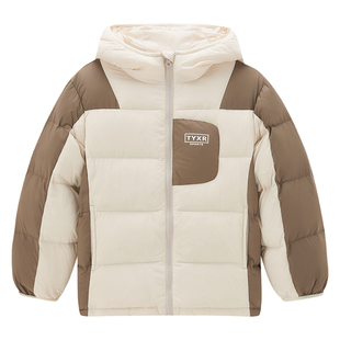 红豆童装短款羽绒服鸭绒男童女童连帽保暖外套百搭防寒冬面包服Y