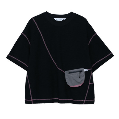 MOVEUP幻走2026春季新款.FUN系列短款圆领撞色线包宽松短袖T恤女