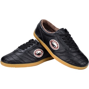 陈家沟太极鞋冬季加绒加厚保暖女牛筋底太极拳鞋棉真皮男正宗练功