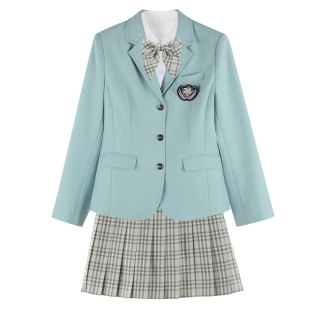 墨秋 JK 制服原创设计套装冶川女子薄荷绿春秋日系校供西服上衣女