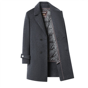 哥宾尼高端男装羊毛羽绒内胆大衣2025冬季中长款风衣商务休闲外套