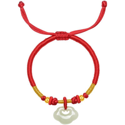 周六福金镶玉青玉如意编织手绳