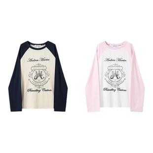 【白鹿李沐宸胡连馨戴燕妮同款】ANDREA MARTIN 秋拼色宽松T恤