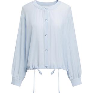 KBNE淡蓝色衬衣开衫女欧若风薄款外套夏季新款百搭上衣外搭罩衫