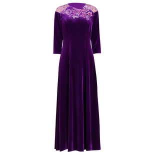 多丽琦新款高端优雅礼服轻奢小众宴会活动丝绒修身连衣裙日常可穿