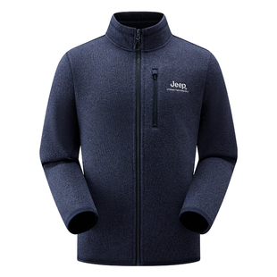Jeep吉普户外保暖抓绒衣男款立领加厚抓绒外套防风防寒开衫夹克