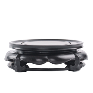 实木紫光檀中式圆形盆景花瓶底座木雕摆件茶壶香炉木质工艺品底座