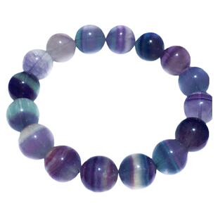 萤石手链 (fluorite) 拉丝圆珠 梦幻彩虹色 天然水晶 暖宫石手串