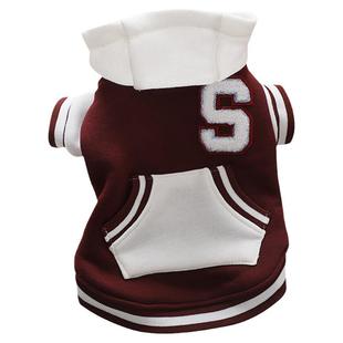 灰泰迪狗狗衣服2026新款秋冬季学院风运动服红色棒球服小体两脚衣