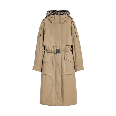 【保暖90白鸭绒】Desigual25秋冬新品连帽假两件风衣女士羽绒服