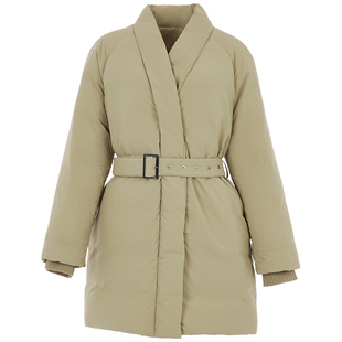 95狮头白鹅绒羽绒服女中长款汉元素外套新款中式交领斜襟休闲冬装