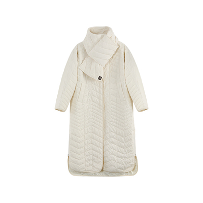 xmoom羊毛填充脱卸围巾长款棉服