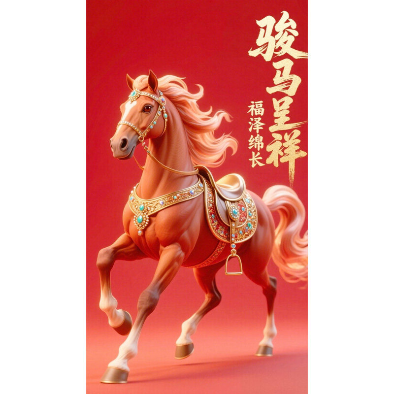 新中式骏马图福泽绵长十字绣自绣手工制作DIY玄关满绣线绣手工绣