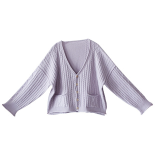 【7折出清】秋季毛针织开衫上衣女短款慵懒风毛衣外套女宽松百搭