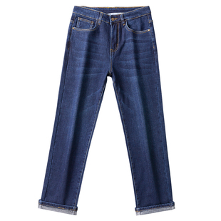 大大牛 猞猁绒防寒保暖加绒加厚牛仔裤男弹力直筒宽松高腰深裆冬