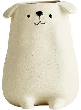 趴耳小狗素烧陶瓷花瓶装饰品摆件