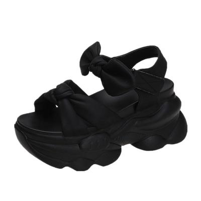 网红坡跟凉鞋女夏季蝴蝶结