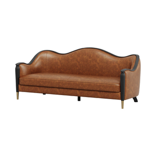 时余乔纳森沙发小法式油蜡皮复古简美式别墅接待室中古风大厅沙发