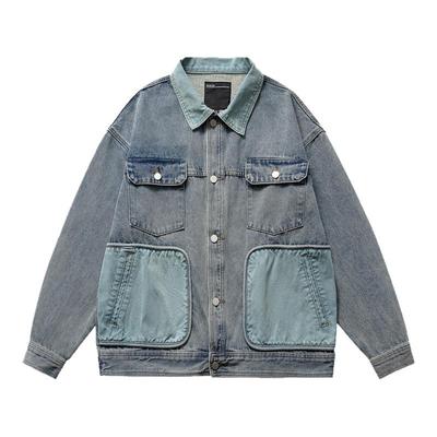 BDCT春秋季翻领拼接撞色牛仔夹克