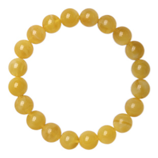 超值天然俄料蜜蜡满蜜鸡油黄圆珠手链无烤色支持鉴定男女琥珀饰品