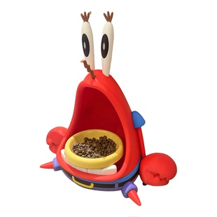 蟹老板猫碗猫食盆大口径3D打印狗碗防打翻保护颈椎创意防溅摆件