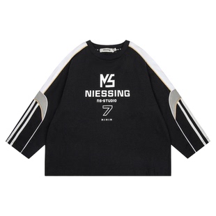 NIESSING尼辛童装2025秋季新款纯棉印花棒球运动休闲儿童长袖T恤