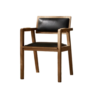 实木复古简约餐椅设计师靠背椅子软包书桌家用咖啡民宿休闲凳酒店