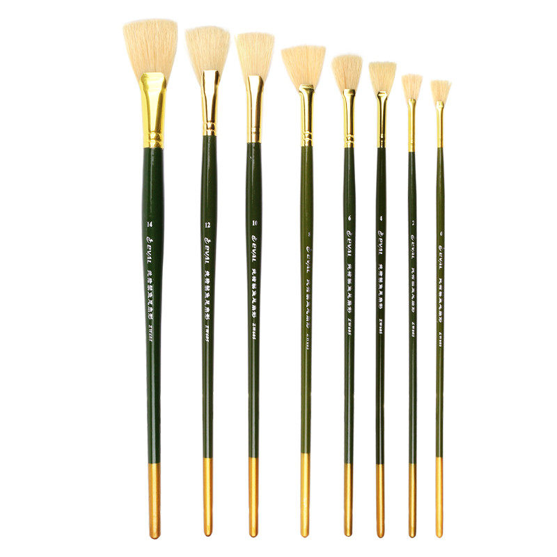一画乐猪鬃扇形画笔8支套装