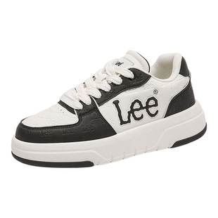 Lee官方男鞋2025冬季新款黑白板鞋休闲潮鞋厚底时尚增高真皮鞋子