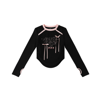 LAMLICKA蝴蝶结印花长袖上衣