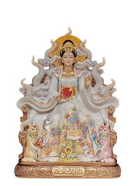 九尾娘娘新款铜彩绘神像铜摆件