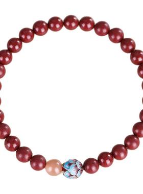 天然朱砂原矿手串净心静心莲花