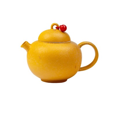 橘黄纯手绘桂花陶瓷盖碗