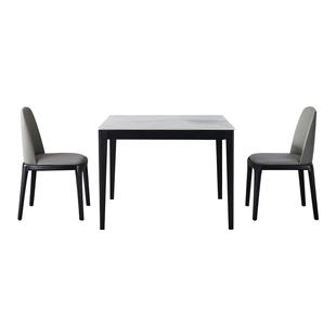 正方形岩板实木餐桌小户型家用北欧洽谈实木小方桌四方省空间饭桌