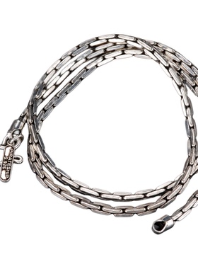 海盗船银饰粗款方形竹节项链男