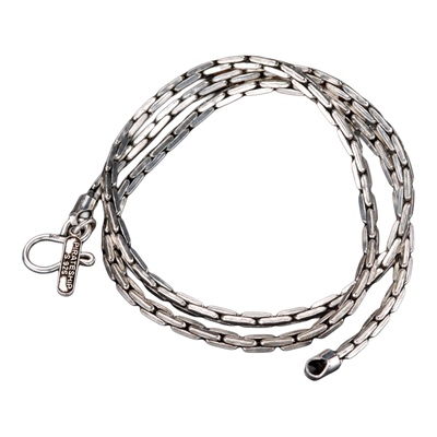 海盗船银饰粗款方形竹节项链男