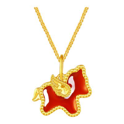 周大生黄金吊坠足金小马葫芦小鼻嘎项链挂坠本命年生日礼物送女友