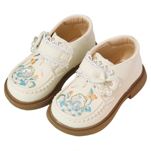 女童汉服绣花鞋春秋款布鞋儿童新中式古装鞋小女孩搭配旗袍裙皮鞋