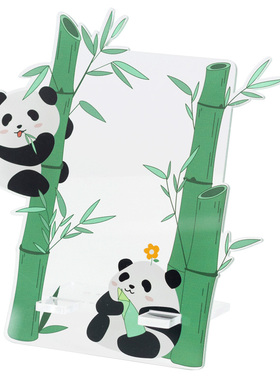 可爱熊猫平板手机支架工位小摆件
