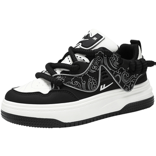 回力黑白熊猫板鞋男女同款2026新款爆款厚底大头鞋子百搭款情侣鞋