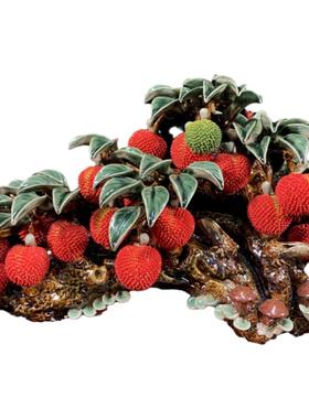 客厅玄关办公桌荔枝摆件陶瓷中式