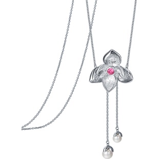 伊泰莲娜个性设计师款女长款项链毛衣外套挂件吊坠配饰木兰花饰品