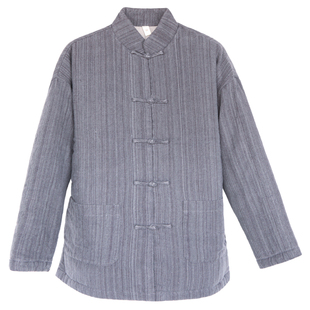 古石后原创布衣冬季棉服外套女棉麻土布加厚中式国风男女同款棉袄