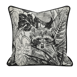 光与盐 中古风黑白素描浣熊抱枕组合客厅靠枕靠垫沙发样板间靠包