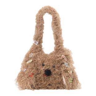 畹町20秋冬新款可爱时尚lucky dog 长毛单肩包